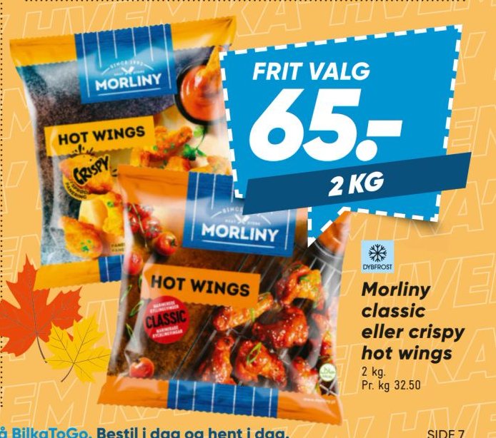 Morliny classic eller crispy hot wings 2 kg – Bilka