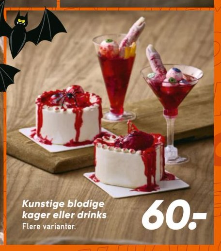 Kunstige blodige kager eller drinks Flere varianter. – Bilka