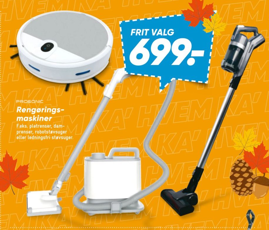 Prosonic Rengøringsmaskiner F.eks. pletrenser, damprenser, robotstøvsuger eller ledningsfri støvsuger – Bilka