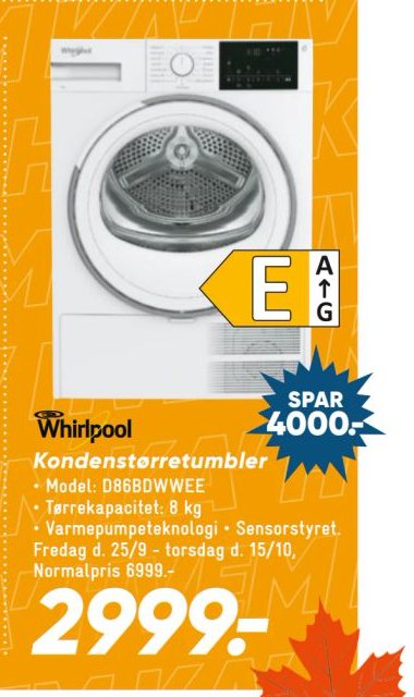 Whirlpool Kondenstørretumbler Model: D8B60BWEE – Bilka