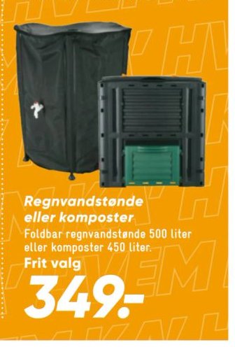 Regnvandstønde eller komposter Foldbar regnvandstønde 500 liter eller komposter 450 liter. Frit valg – Bilka