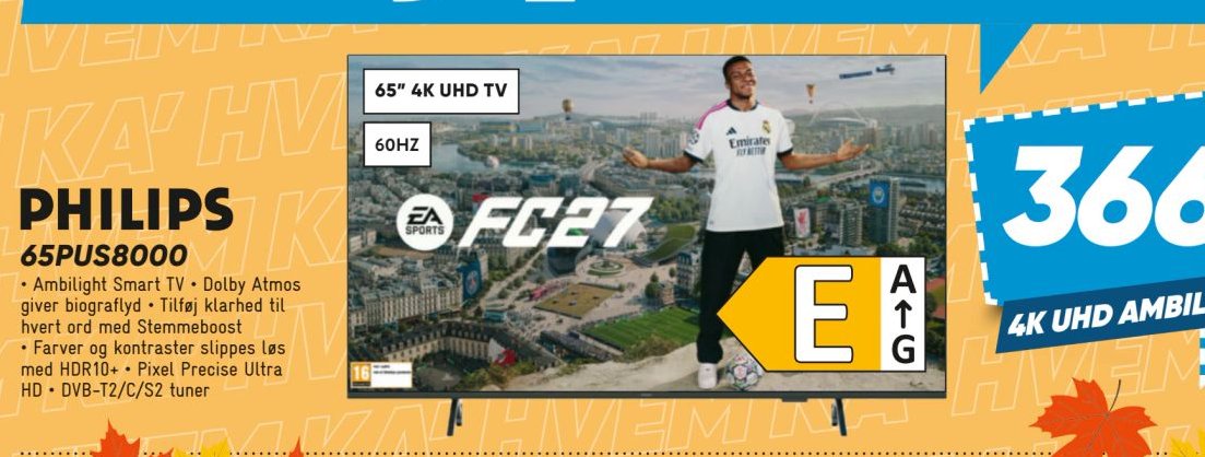 PHILIPS 65PUS8000 4K UHD AMBILIGHT SMART TV – Bilka