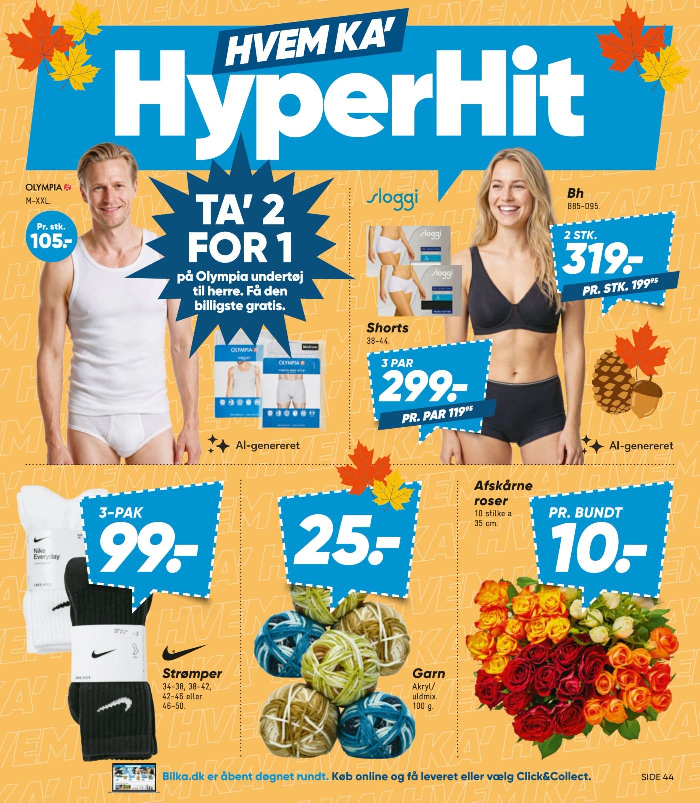 Strømper 3-PAK 34-38, 38-42, 42-46 eller 46-50 – Bilka