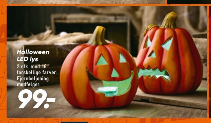 Halloween LED lys 2 stk. med 16 forskellige farver. Fjernbetjening medfølger. – Bilka