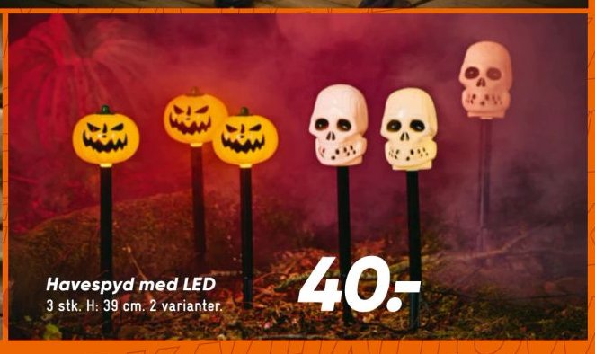 Havespyd med LED 3 stk. H: 39 cm. 2 varianter. – Bilka