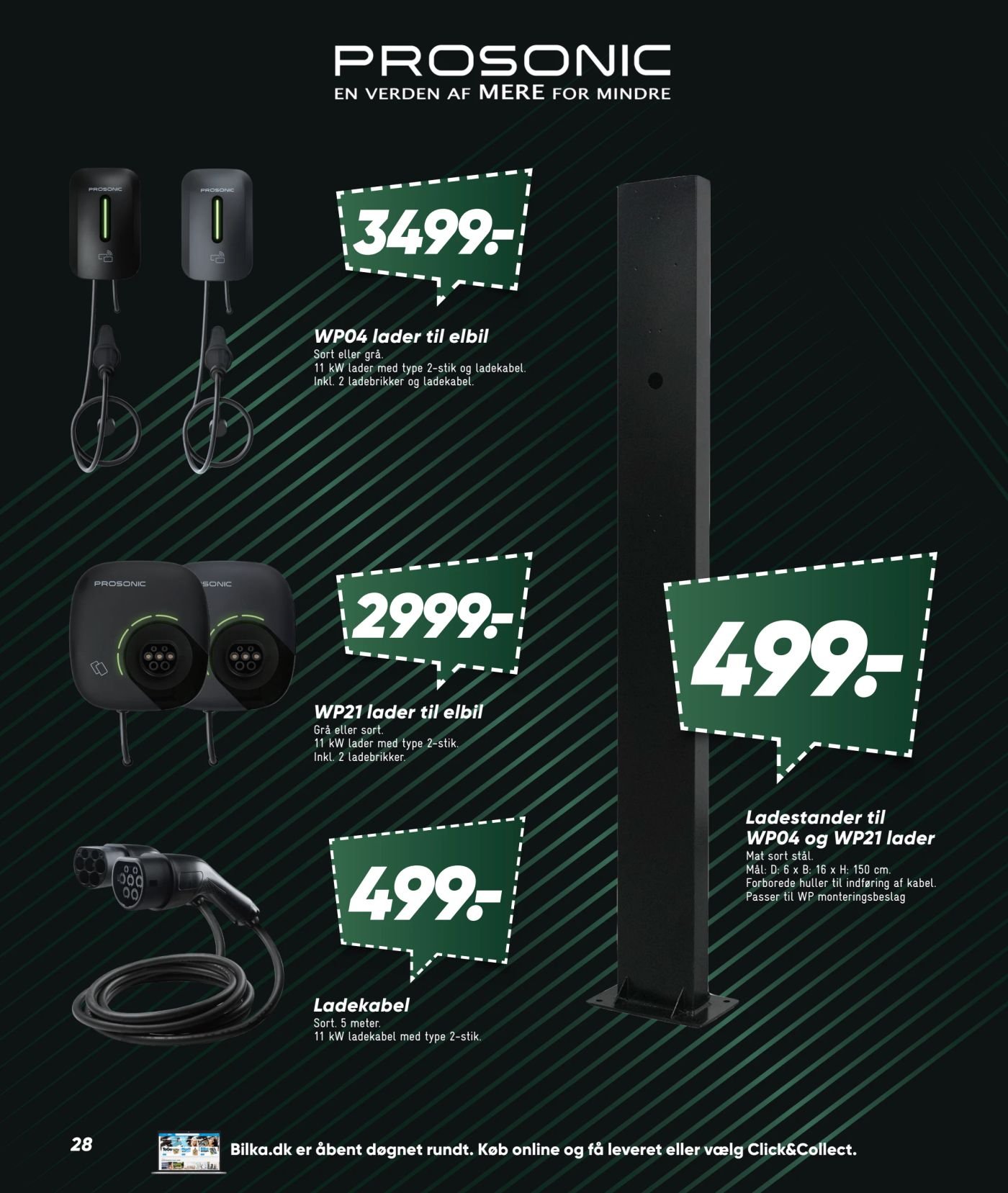 Ladekabel Sort. 5 meter 11 kW ladekabel med type 2-stik. – Bilka