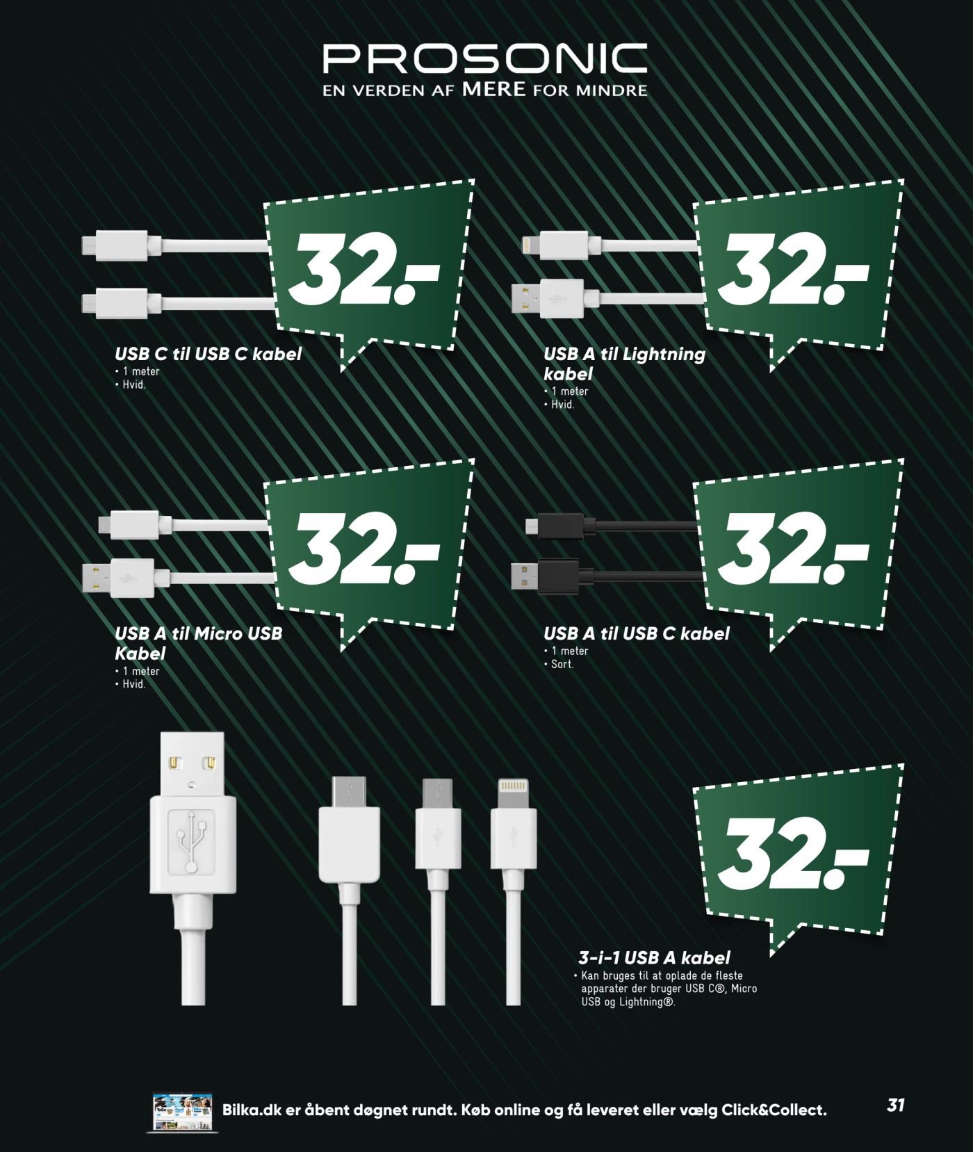 USB A til USB C kabel
• 1 meter
• Sort. – Bilka