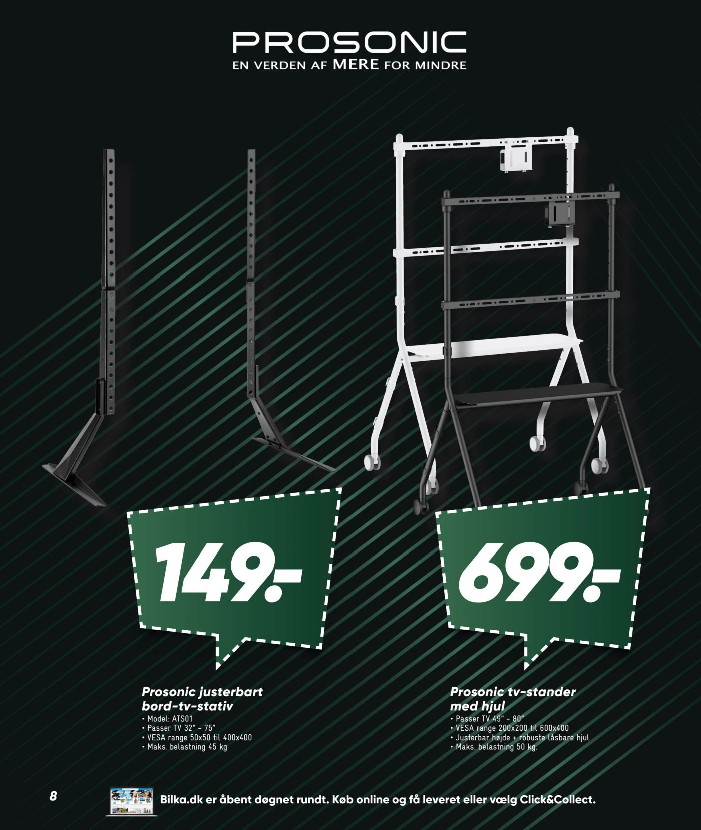 Prosonic justerbart bord-tv-stativ – Bilka