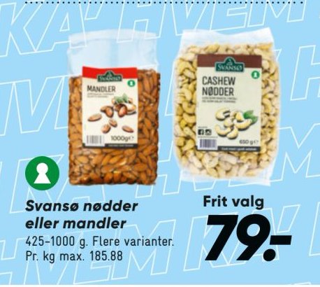 Svansø nødder eller mandler 425-1000 g. Flere varianter – Bilka