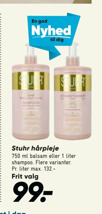 Stuhr hårpleje 750 ml balsam eller 1 liter shampoo. Flere varianter. – Bilka