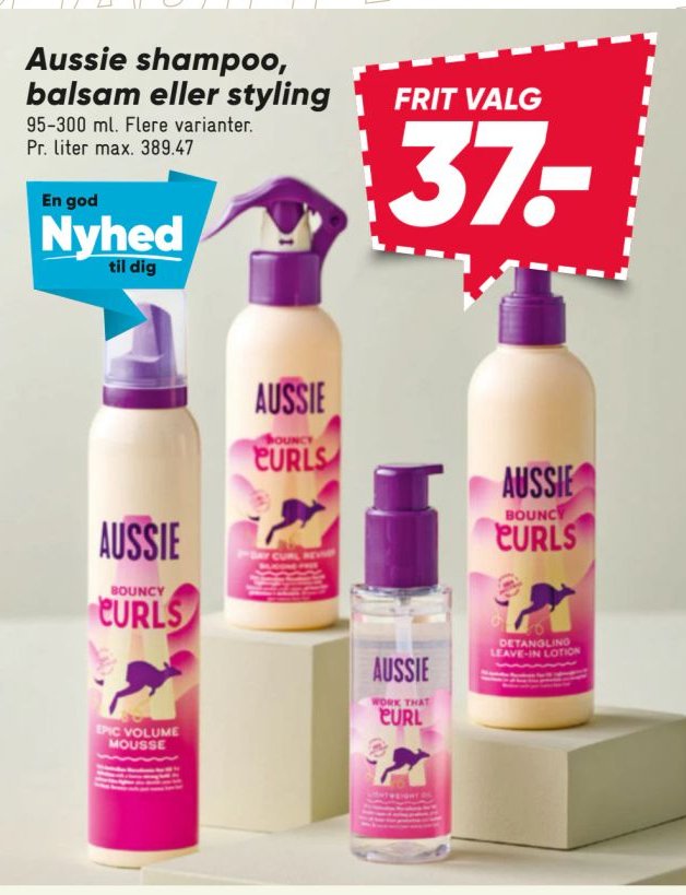 Aussie shampoo, balsam eller styling 95-300 ml. Flere varianter. – Bilka