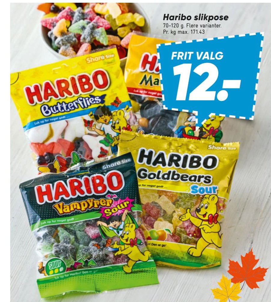 Haribo slikpose 70-120 g. Flere varianter. – Bilka