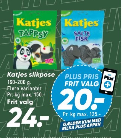 Katjes slikpose 160-200 g. Flere varianter. – Bilka