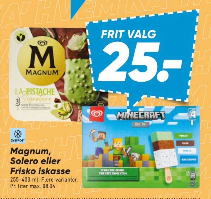 Magnum, Solero eller Frisko iskasse 255-400 ml – Bilka