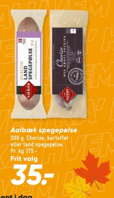 Aalbæk spegepølse 200 g. Chorizo, kartoffel eller land spegepølse – Bilka