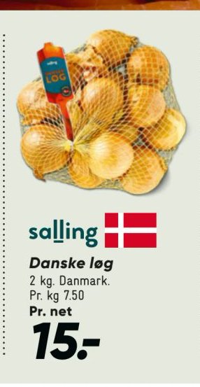 Danske løg 2 kg. Danmark – Bilka