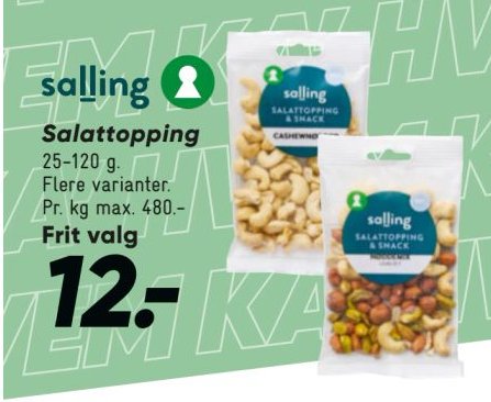 Soltørret salat topping 25-120 g. Flere varianter. Frit valg – Bilka