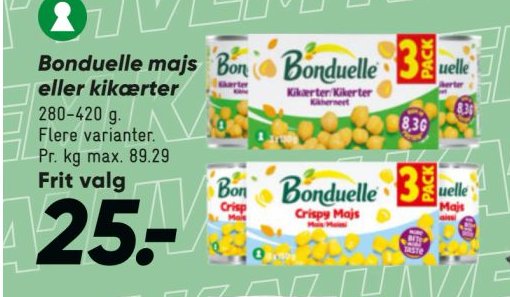Bonduelle majs kikærter 220 g. Flere varianter. Frit valg – Bilka
