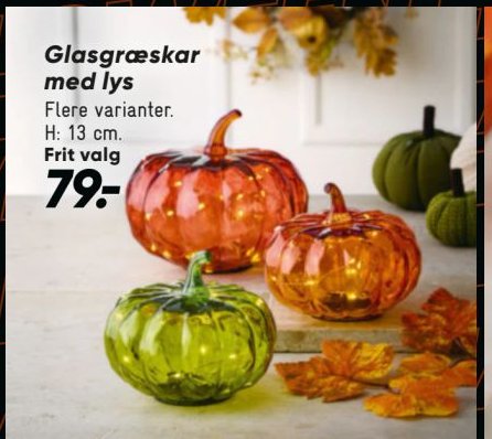 Glasgræskar med lys – Bilka
