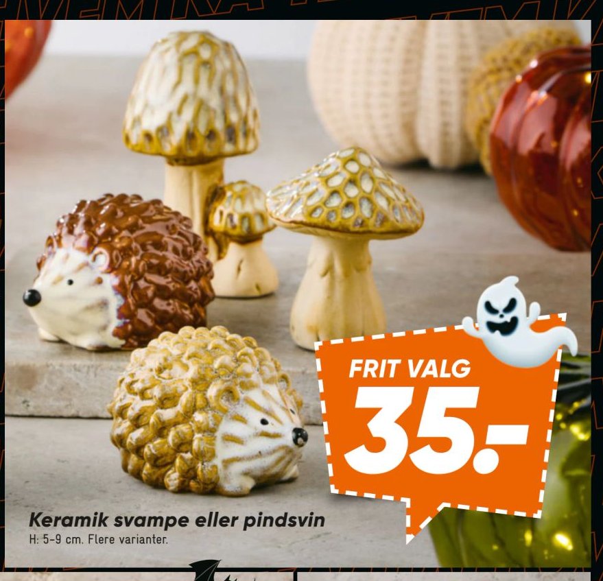 Keramik svampe eller pindsvin H: 5-9 cm. Flere varianter. – Bilka