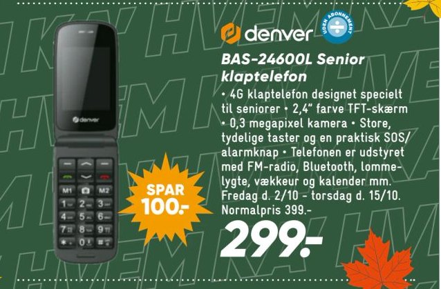 BAS-24600L Senior klaptelefon – Bilka