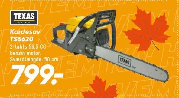 Kædesav TS5620 2-takts 56,5 CC benzin motor. Sværdlængde: 50 cm. – Bilka