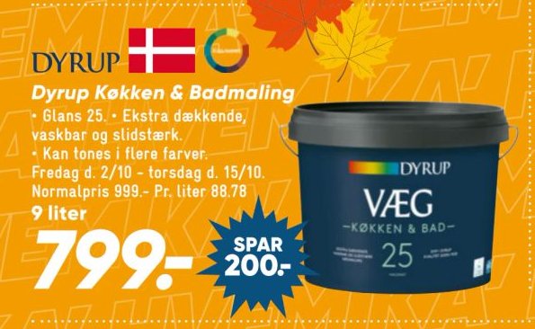 DRUP Væg Køkken & Badmaling 25 - Ekstra dækkende vaskbar og slidstærk. Kan tones i flere farver. 9 liter – Bilka