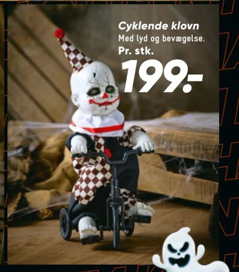Cyklende klovn Med lyd og bevægelse. Pr. stk. – Bilka