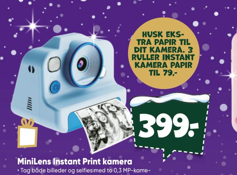 MiniLens Instant Print kamera – Bilka