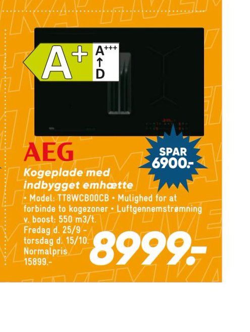 AEG Kogeplade med indbygget emhætte – Bilka