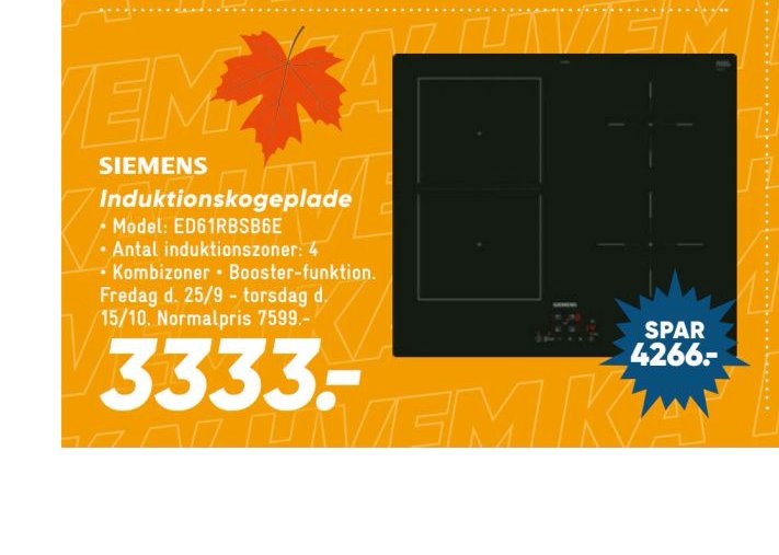 Siemens Induktionskogeplade – Bilka