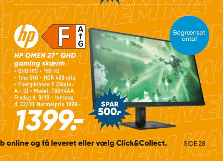 HP OMEN 27” QHD gaming skærm – Bilka
