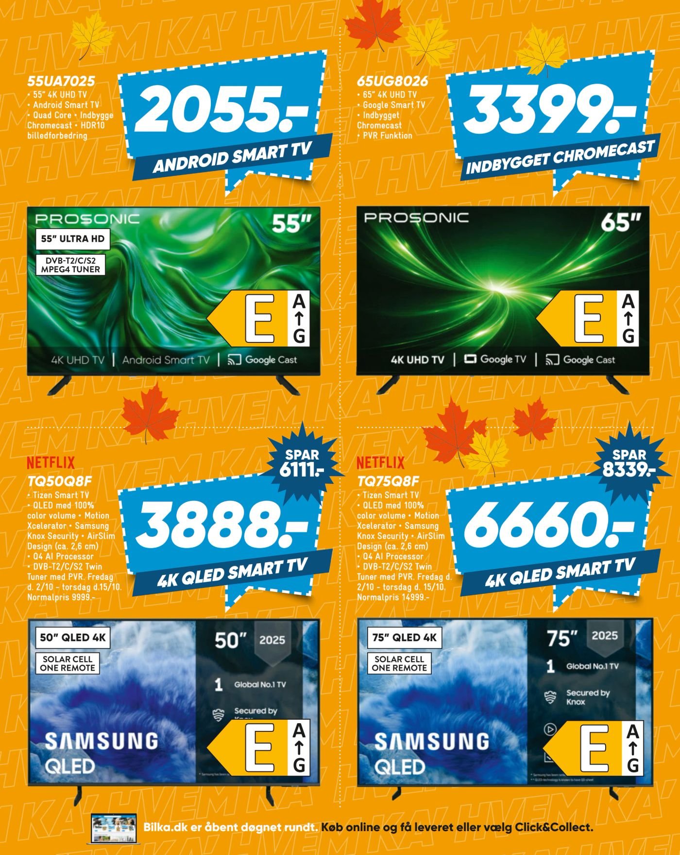 65" 4K UHD Google Smart TV Indbygget Chromecast PVR Funktion – Bilka