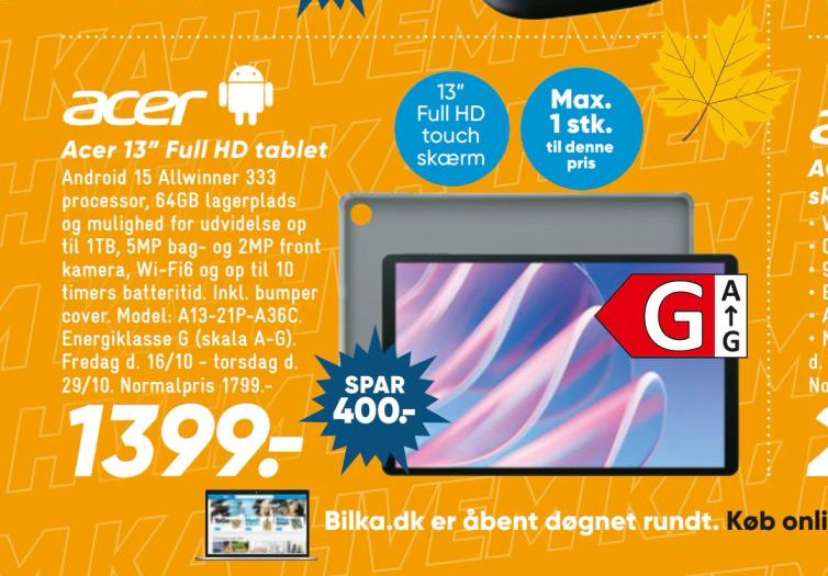 Acer 13” Full HD tablet – Bilka