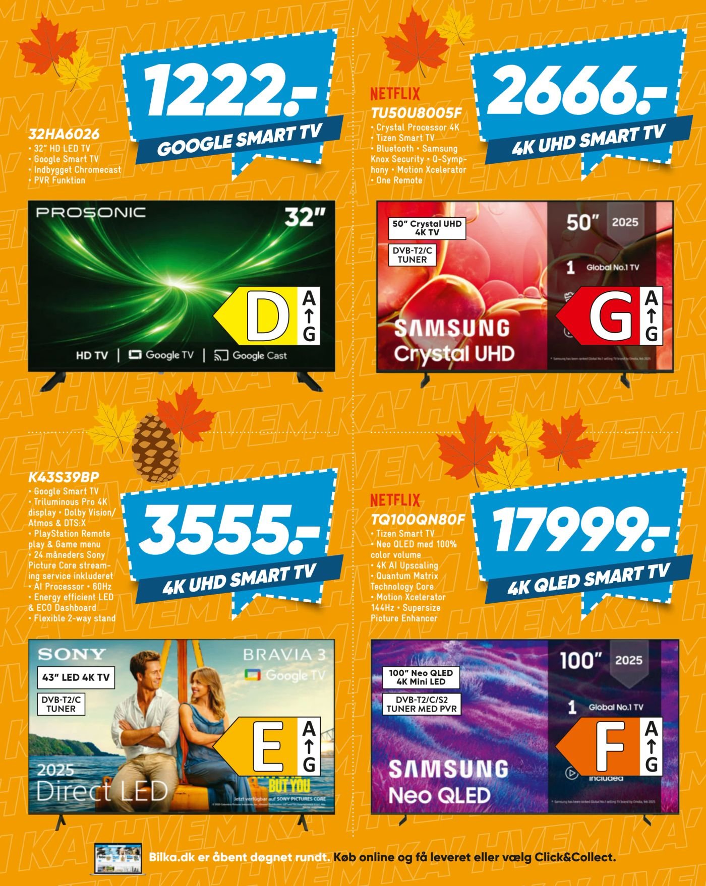 32HA6026 32" HD LED TV Google Smart TV Indbygget Chromecast PVR Funktion – Bilka