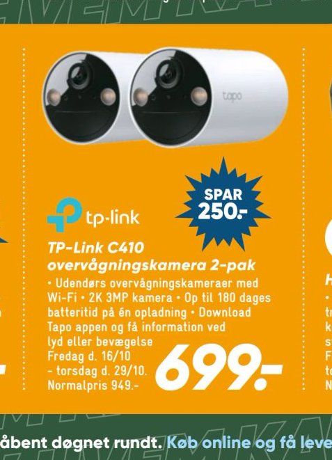 TP-Link C410 overvågningskamera 2-pak – Bilka