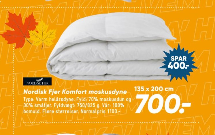 Nordisk Fjer Komfort moskusdyne – Bilka