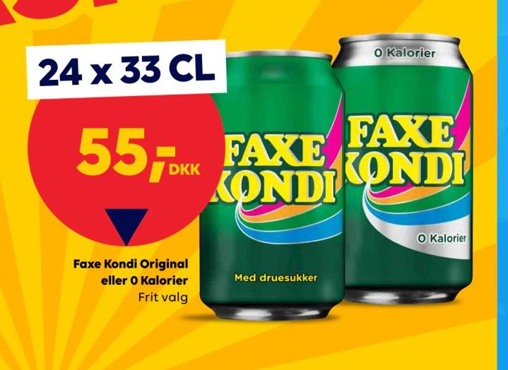 Faxe Kondi Original eller 0 Kalorier 24 x 33 CL – BorderShop