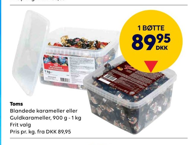 Toms Blandede karameller eller Guldkarameller, 900 g - 1 kg Frit valg – BorderShop