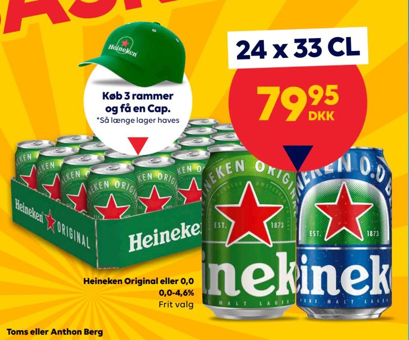 Heineken Original eller 0,0 0,0-4,6% Frit valg 24 x 33 CL – BorderShop