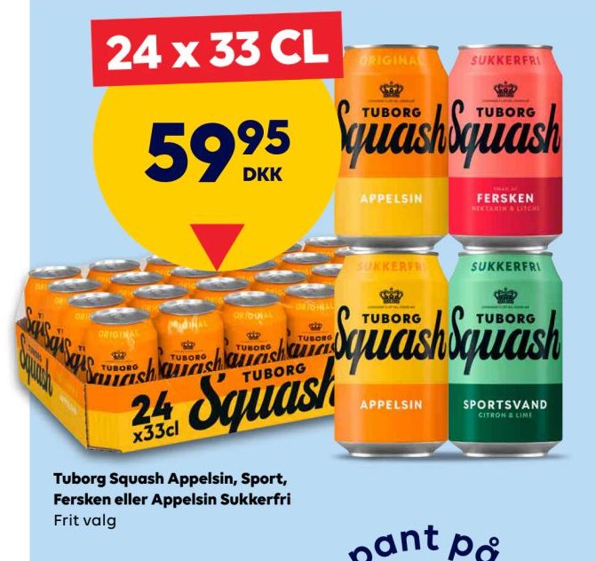 Tuborg Squash Appelsin, Sport, Fersken eller Appelsin Sukkerfri – BorderShop