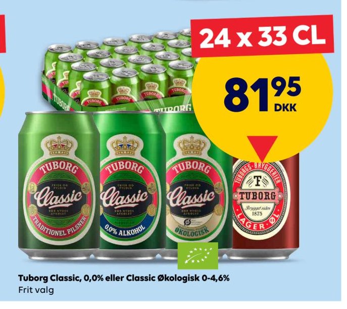 Tuborg Classic, 0,0% eller Classic Økologisk 0-4,6% – BorderShop
