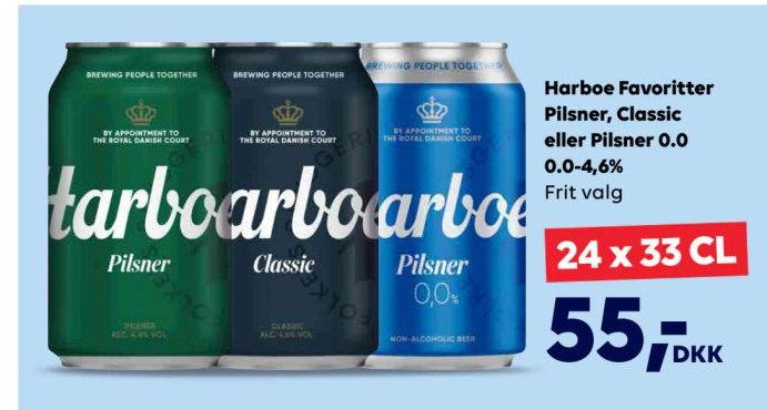 Harboe Favoritter Pilsner, Classic eller Pilsner 0,0-4,6% Frit valg – BorderShop