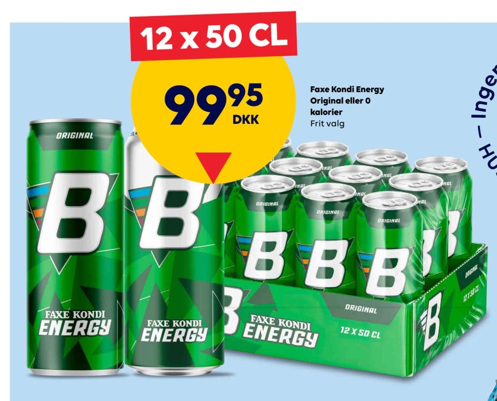 Faxe Kondi Energy Original eller 0 kalorier Frit valg – BorderShop