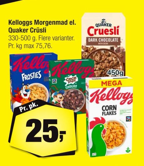 Kelloggs Morgenmad el. Quaker Crüsli – Calle