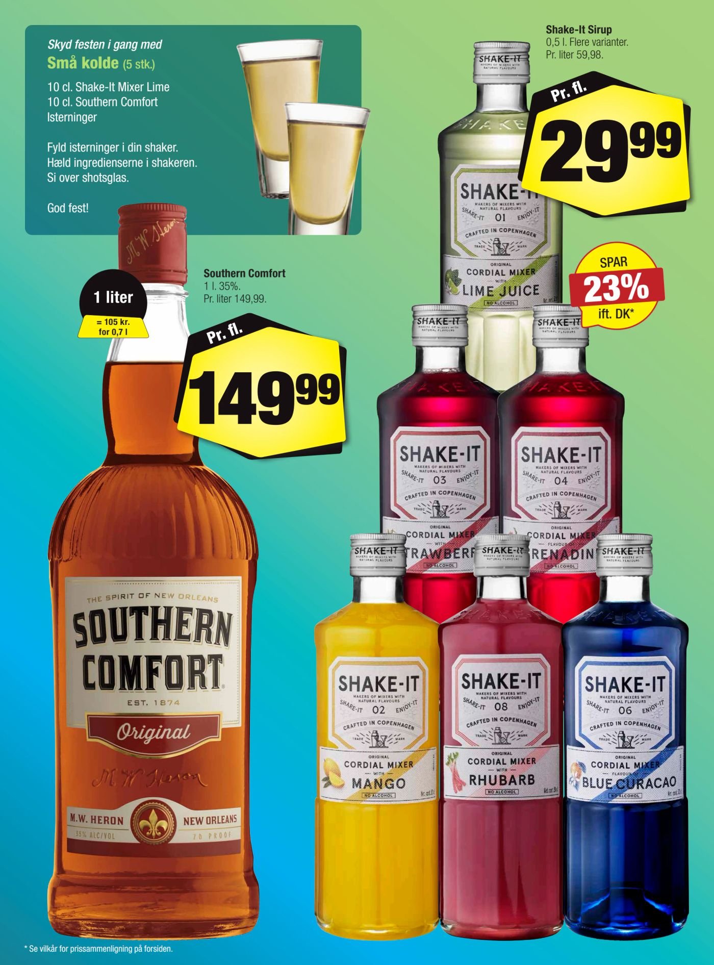 Shake-It Sirup 0,5 l. Flere varianter. Pr. liter 59,98. – Calle