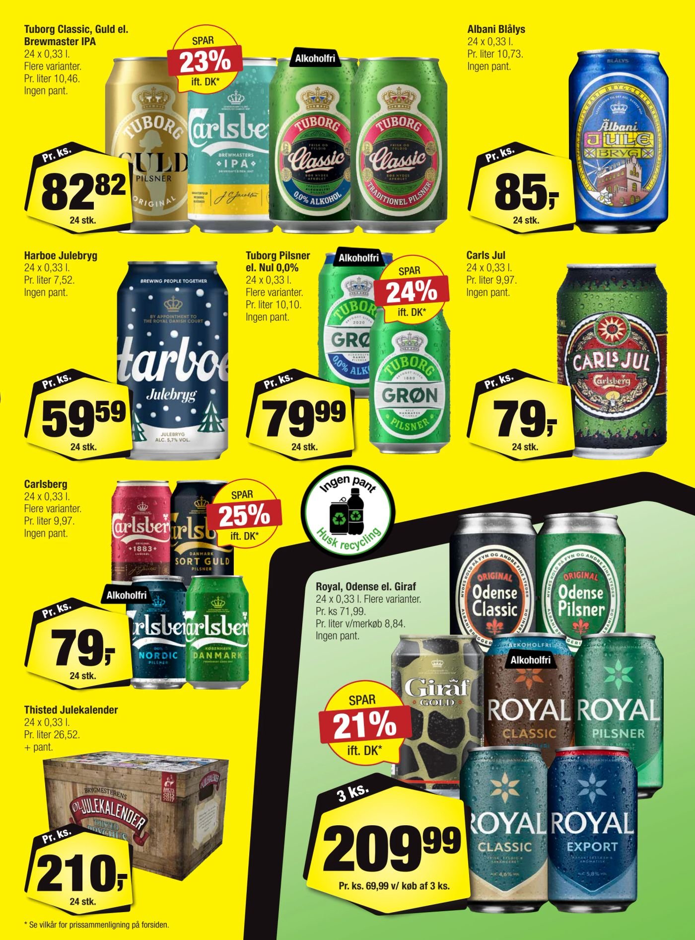 Albani Julebryg 24 x 0,33 l Pr. liter 7,73. – Calle
