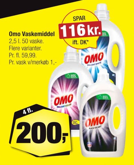 OMO Vaskemiddel 2,5 l. 5 l. flaske. Flere varianter. – Calle