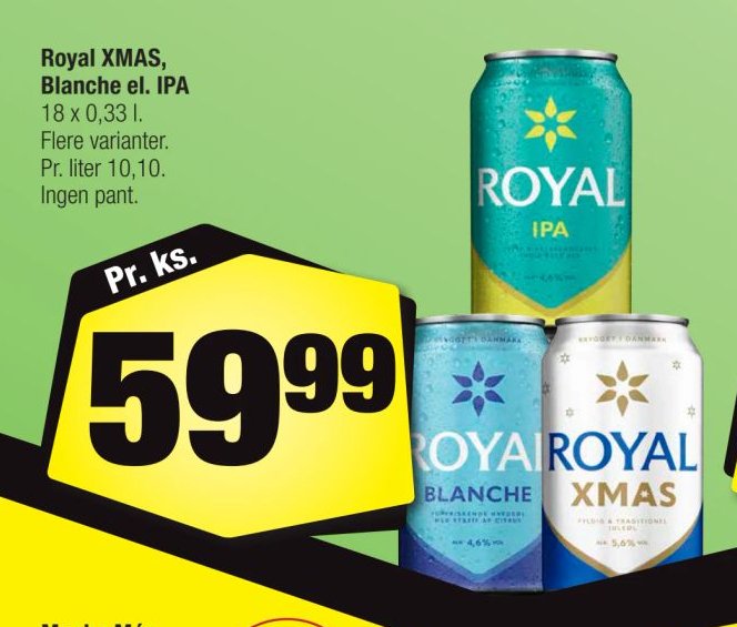 Royal XMAS, Blanche og IPA 18 x 0,33 l Flere varianter – Calle