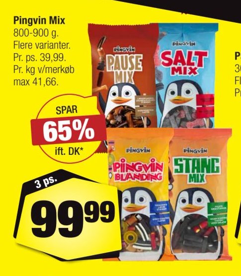 Pingvin Mix 80 g. Flere varianter. – Calle